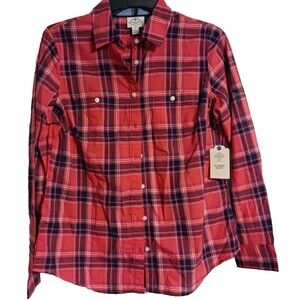 NWT Women's St. John's Bay Classic Long Sleeve Shirt Size PS Petite Small Coral